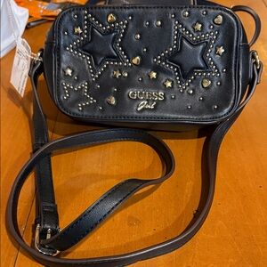 GUESS Black and Gold Star Crossbody Bag